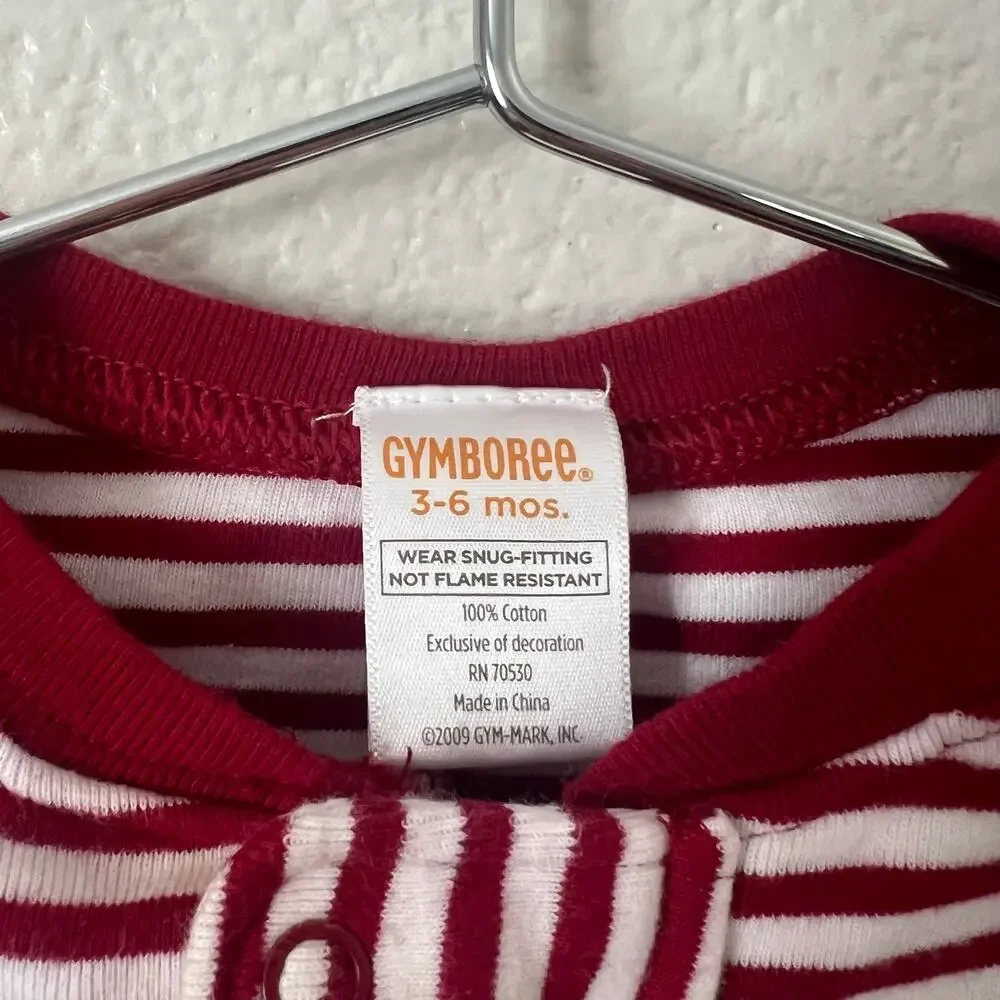 Gymboree Gingerbread Man Red White Stripe Zip Footie PJ Pajama Onesies